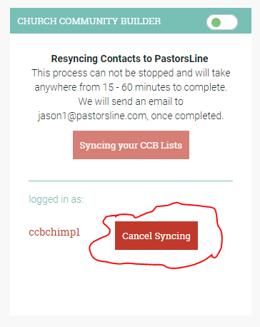 cancel syncing
