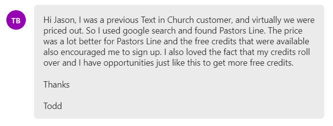The price was a lot better for Pastors Line and the free credits that were available also encouraged me to sign up.