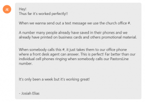 When somebody calls this #, it just takes them to our office phone where a front desk agent can answer. This is perfect! Far better than our individual cell phones ringing when somebody calls our PastorsLine number.