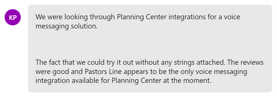 integrated with planning center online