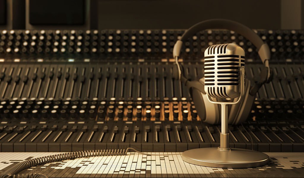 Microphone in the sound studio