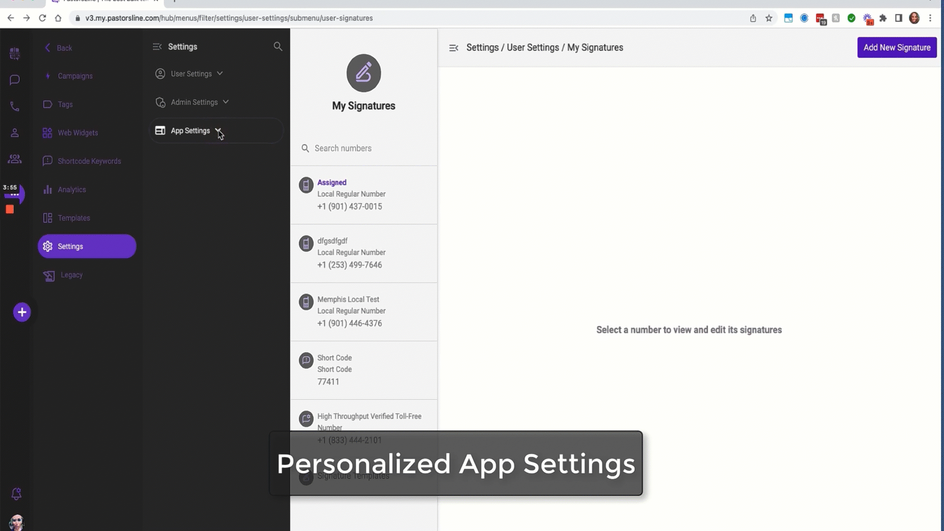 Personal App Settings